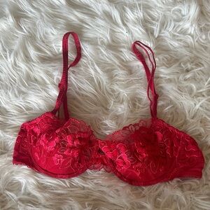 Victoria's Secret Angels Vibrant Red Floral Lace balconet Bra